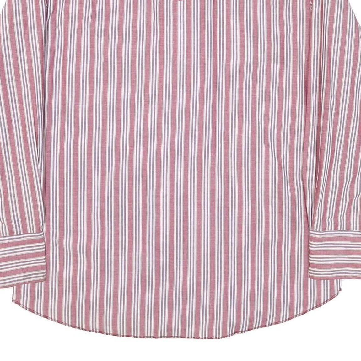 WRANGLER Mens Red & White Striped Shirt L Western Style Button Up Cotton Blend