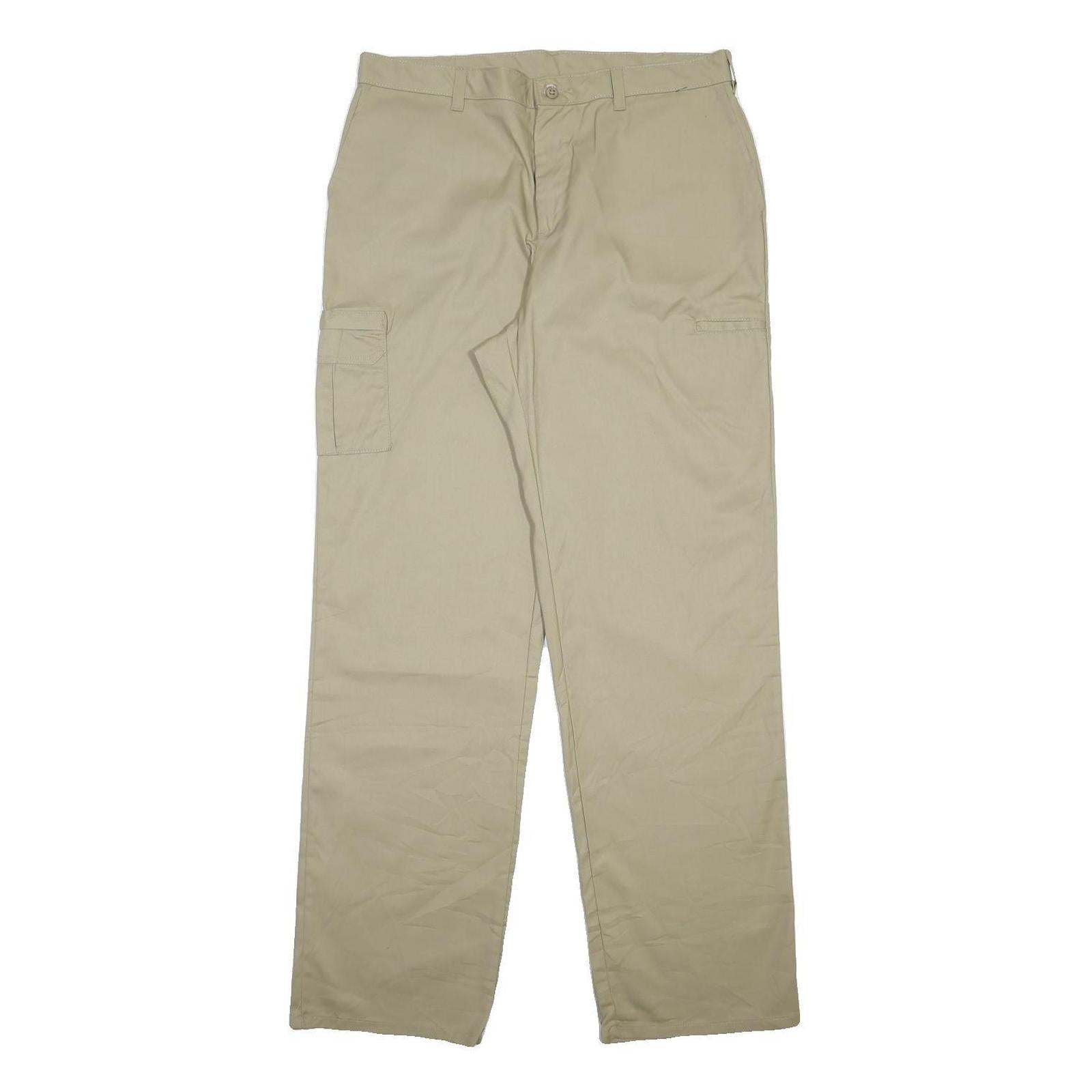 DICKIES Womens Cotton Blend Beige Relaxed Straight Trousers W35 L34 Workwear
