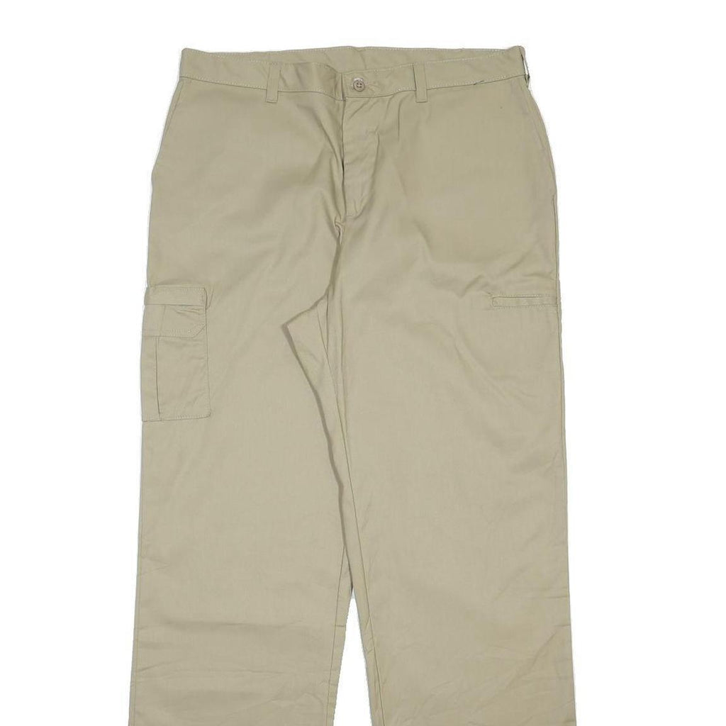 DICKIES Womens Cotton Blend Beige Relaxed Straight Trousers W35 L34 Workwear