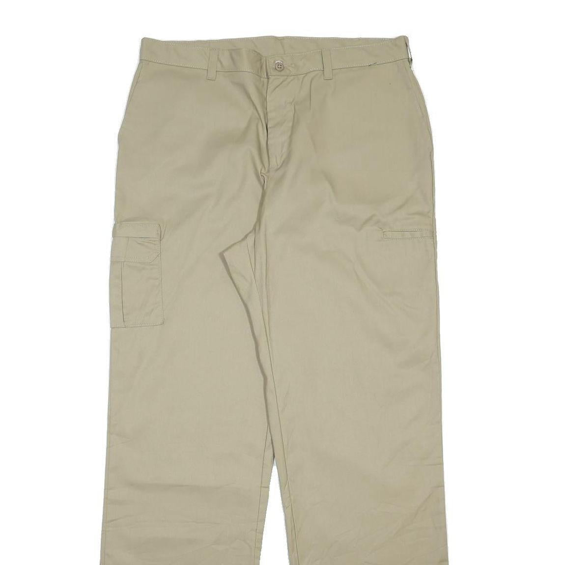 DICKIES Womens Cotton Blend Beige Relaxed Straight Trousers W35 L34 Workwear