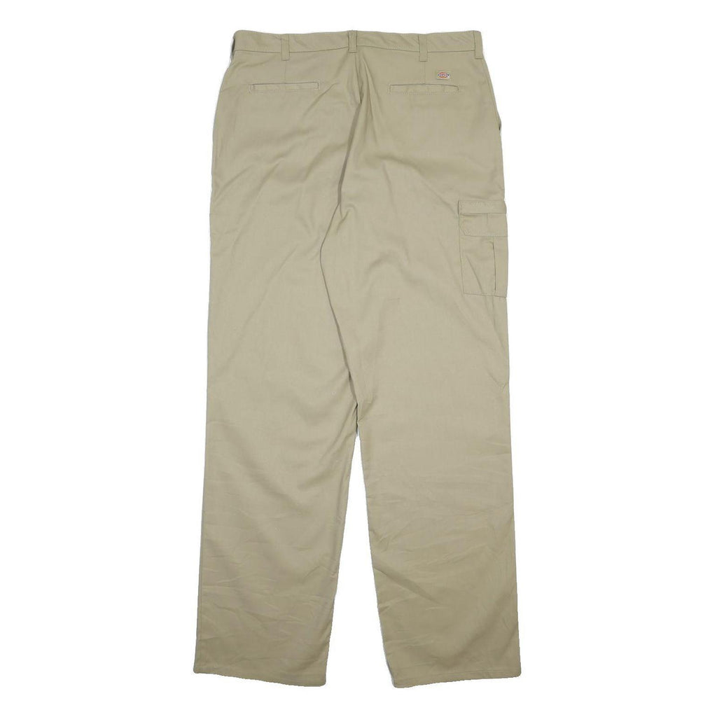 DICKIES Womens Cotton Blend Beige Relaxed Straight Trousers W35 L34 Workwear