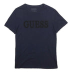 GUESS Mens Navy Blue Logo Graphic T-Shirt XS Short Sleeve Crew Neck Casual