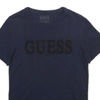 GUESS Mens Navy Blue Logo Graphic T-Shirt XS Short Sleeve Crew Neck Casual