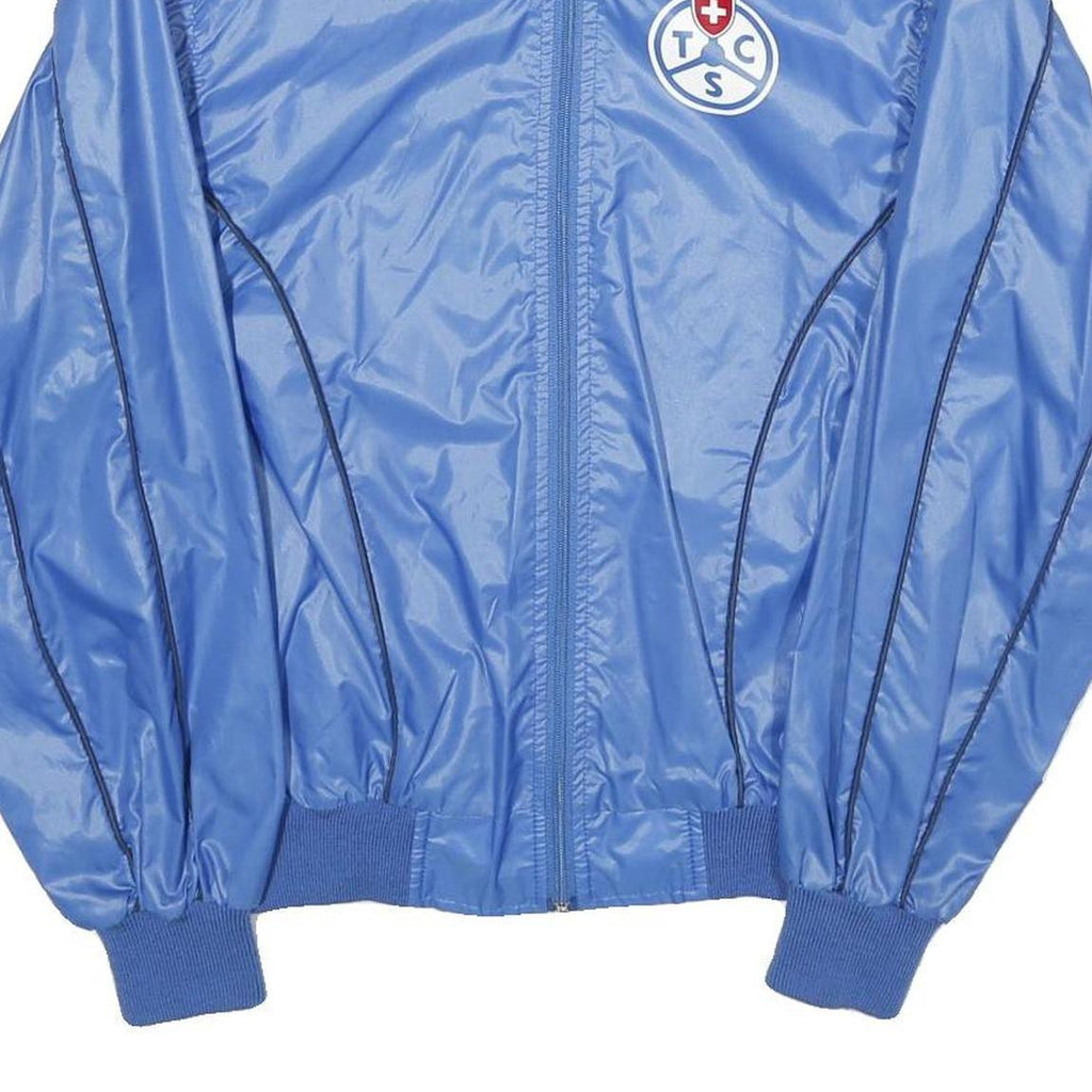 Mens Blue Nylon Sports Style Jacket M Zip Plain Lightweight Casual