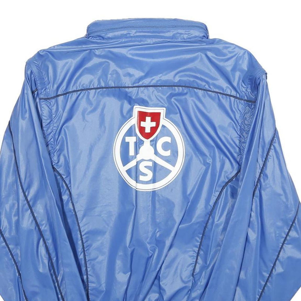 Mens Blue Nylon Sports Style Jacket M Zip Plain Lightweight Casual