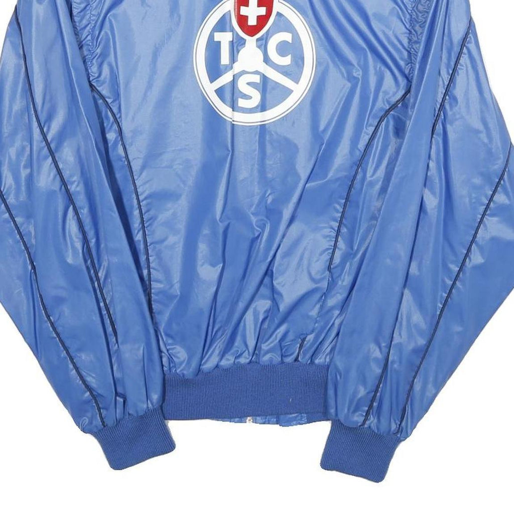 Mens Blue Nylon Sports Style Jacket M Zip Plain Lightweight Casual