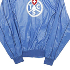 Mens Blue Nylon Sports Style Jacket M Zip Plain Lightweight Casual