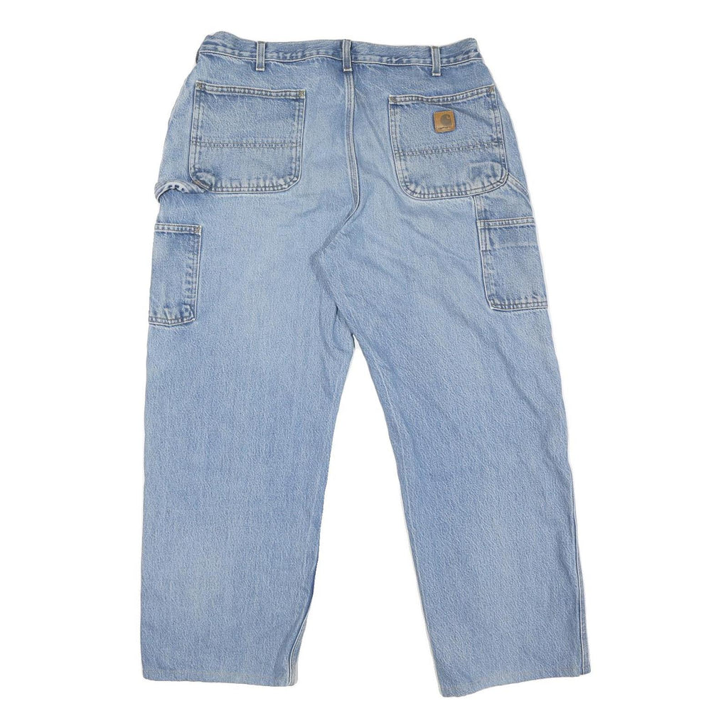CARHARTT Mens Jeans Blue Regular Straight Denim Light W38 L28 Workwear Casual