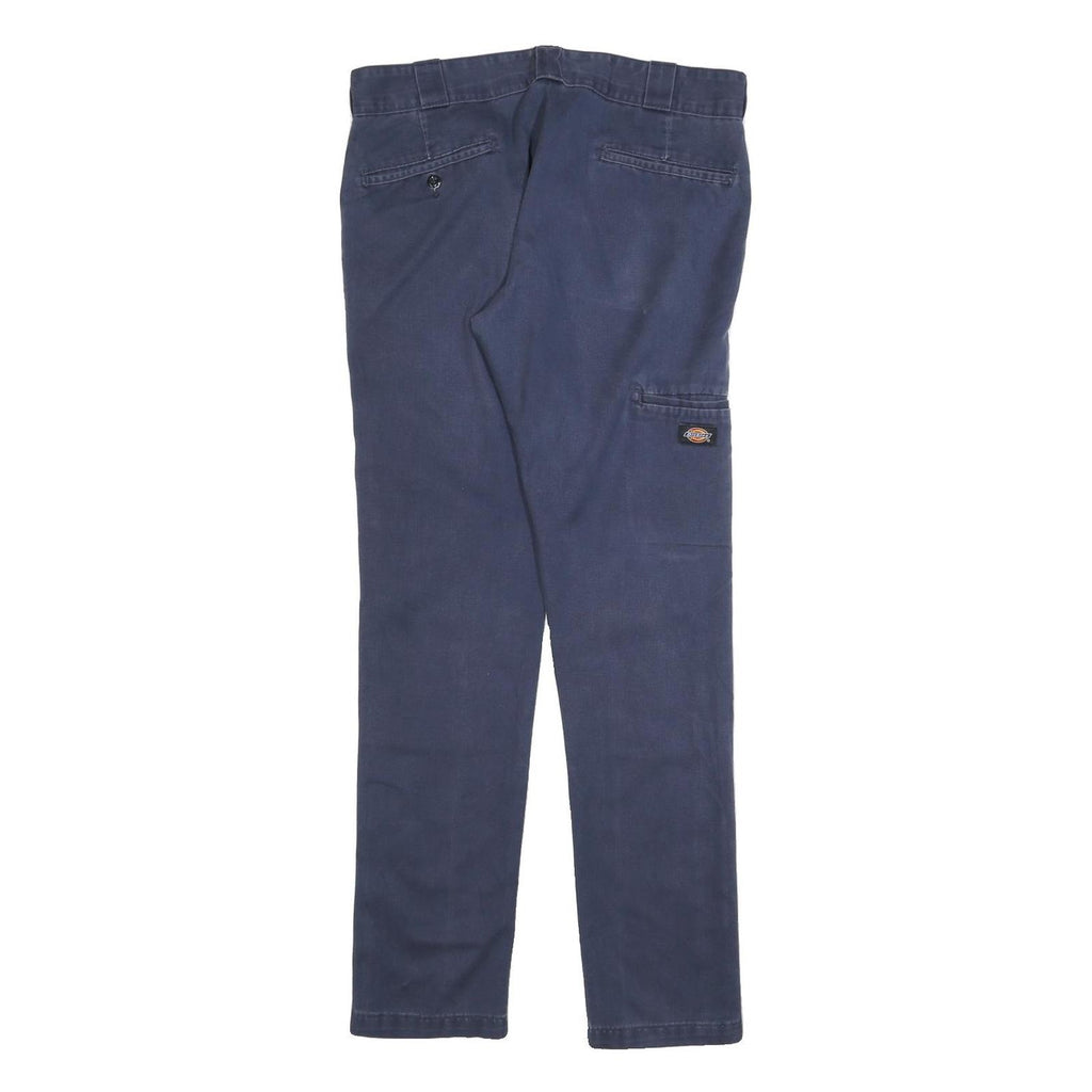 DICKIES Mens Cotton Blend Navy Slim Straight Trousers W32 L32 Workwear Casual