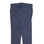 DICKIES Mens Cotton Blend Navy Slim Straight Trousers W32 L32 Workwear Casual