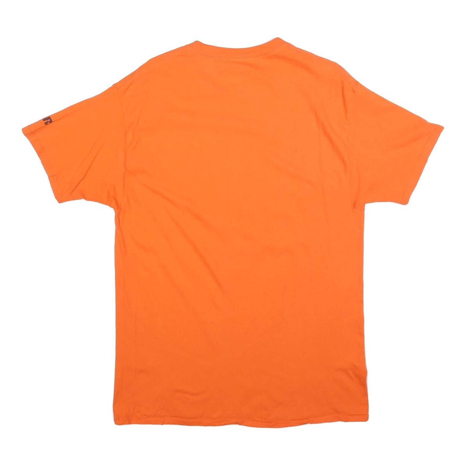 RUSSELL ATHLETIC Mens Orange Boise State Graphic T-Shirt L Short Sleeve Crew