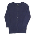 TOMMY HILFIGER Womens Navy Patterned Cotton Blend Cable Knit Cardigan XS Button