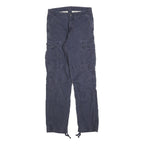 CARHARTT Mens Regular Fit Navy Blue Cargo Cotton Blend Trousers W29 L32 Durable