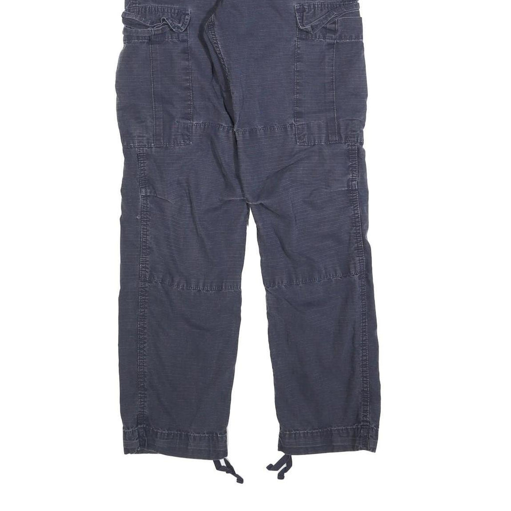 CARHARTT Mens Regular Fit Navy Blue Cargo Cotton Blend Trousers W29 L32 Durable
