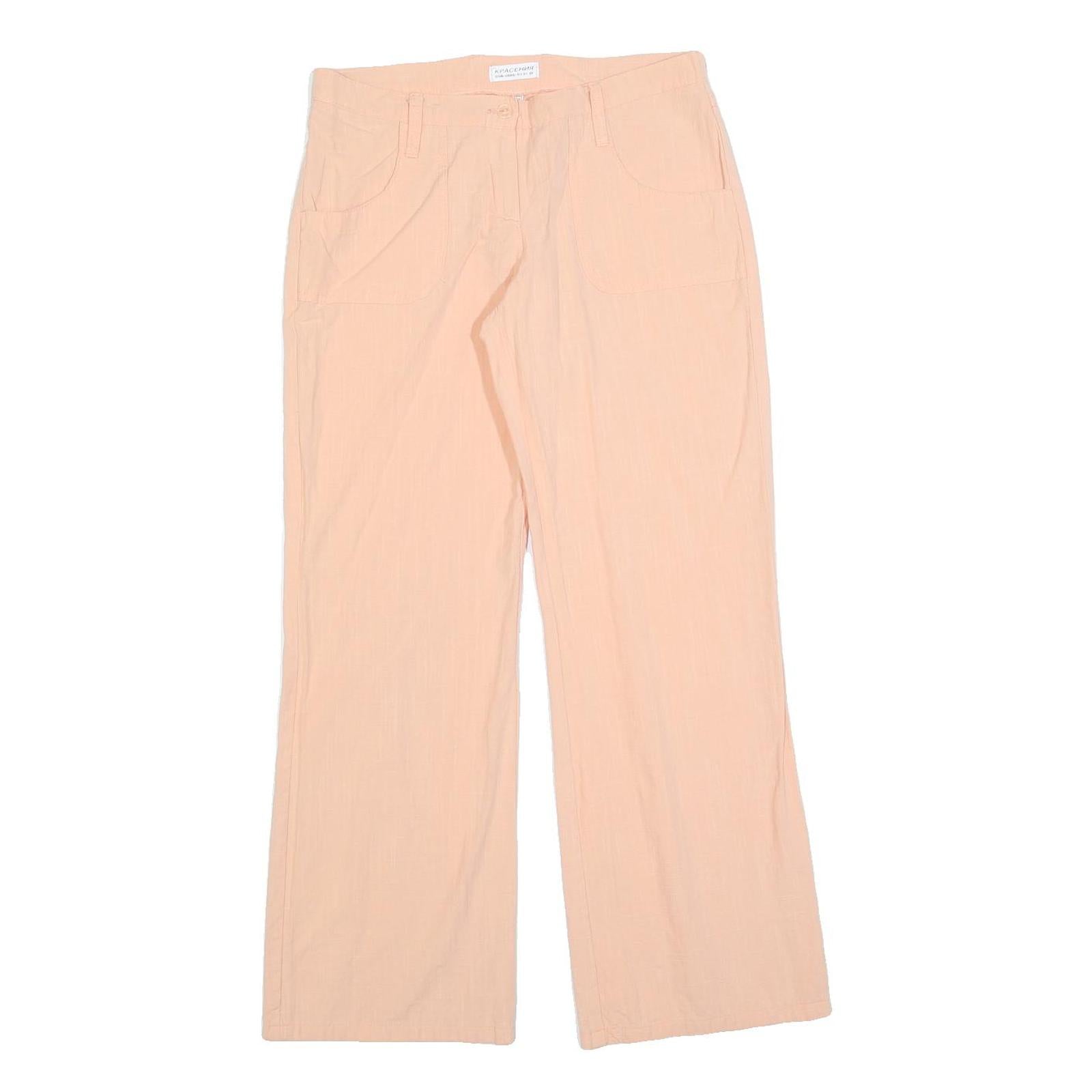 Womens Regular Fit Peach Coloured Straight Leg Trousers W32 L30 Casual Wear