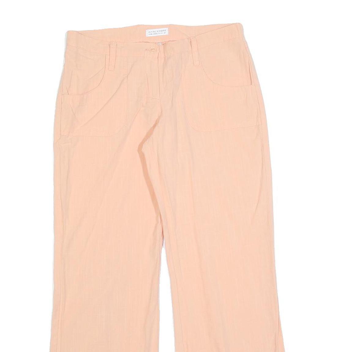 Womens Regular Fit Peach Coloured Straight Leg Trousers W32 L30 Casual Wear