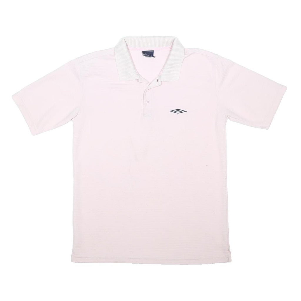 UMBRO Mens White Short Sleeve Plain Polo Shirt M Casual Cotton Blend