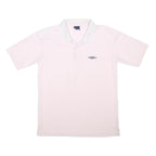 UMBRO Mens White Short Sleeve Plain Polo Shirt M Casual Cotton Blend