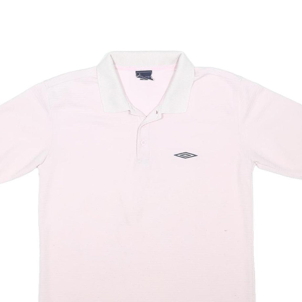 UMBRO Mens White Short Sleeve Plain Polo Shirt M Casual Cotton Blend