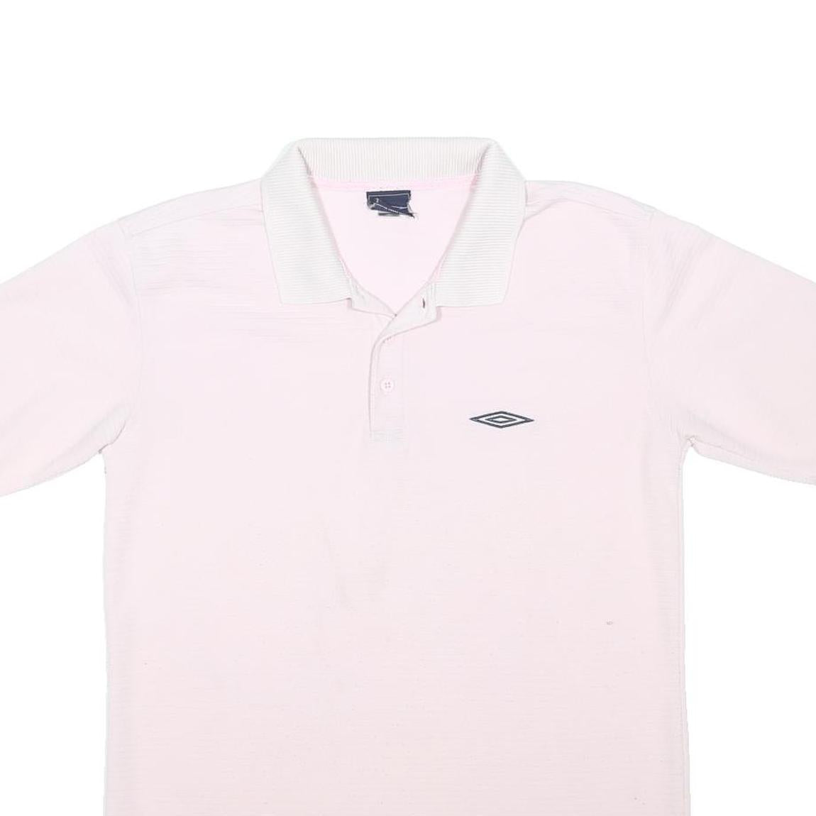 UMBRO Mens White Short Sleeve Plain Polo Shirt M Casual Cotton Blend