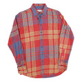 Mens Red Purple & Yellow Check Cotton Blend Shirt S Button Down Collar Long