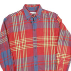 Mens Red Purple & Yellow Check Cotton Blend Shirt S Button Down Collar Long