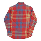 Mens Red Purple & Yellow Check Cotton Blend Shirt S Button Down Collar Long