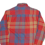 Mens Red Purple & Yellow Check Cotton Blend Shirt S Button Down Collar Long