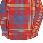 Mens Red Purple & Yellow Check Cotton Blend Shirt S Button Down Collar Long