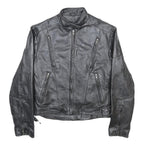 LEATHER GALLERY Womens Black Leather Zip Jacket M Leather Plain Stylish Zippered