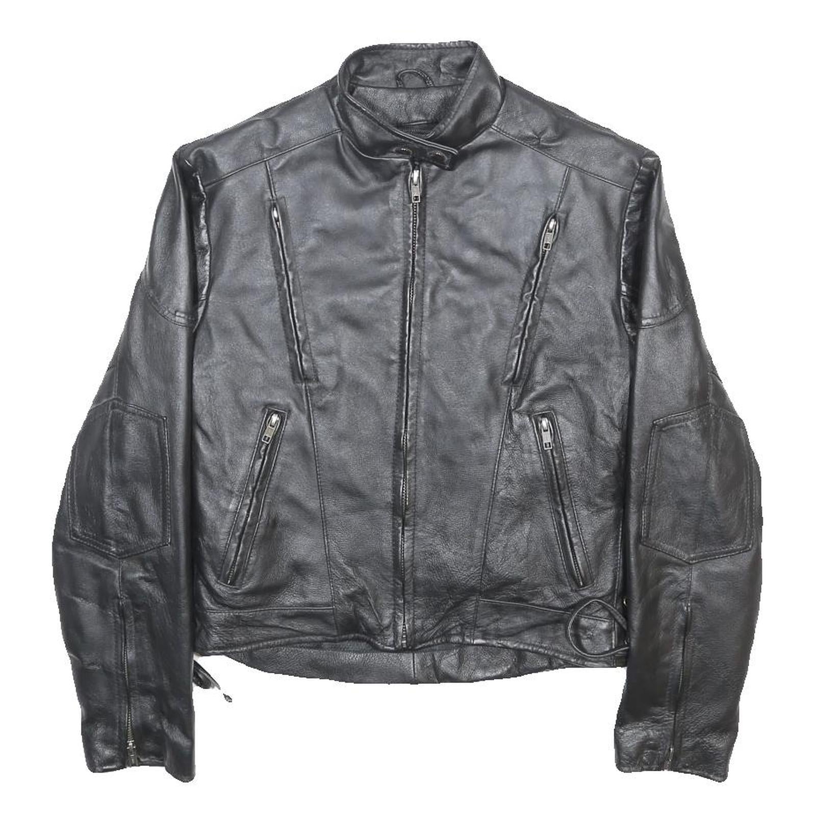 LEATHER GALLERY Womens Black Leather Zip Jacket M Leather Plain Stylish Zippered