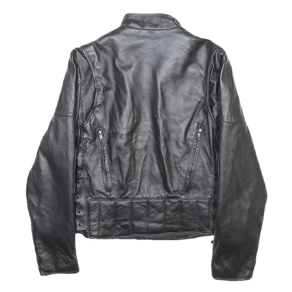 LEATHER GALLERY Womens Black Leather Zip Jacket M Leather Plain Stylish Zippered