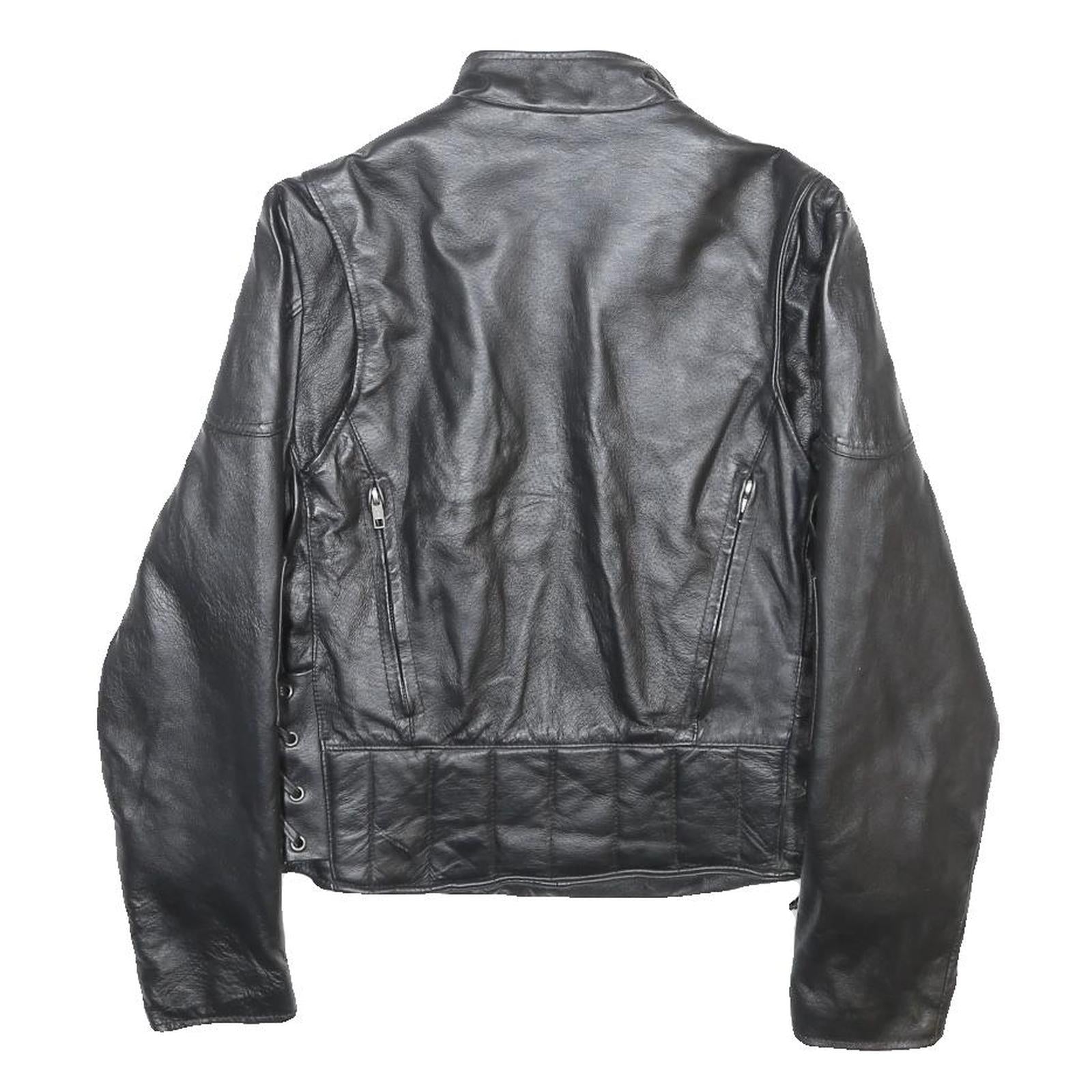 LEATHER GALLERY Womens Black Leather Zip Jacket M Leather Plain Stylish Zippered