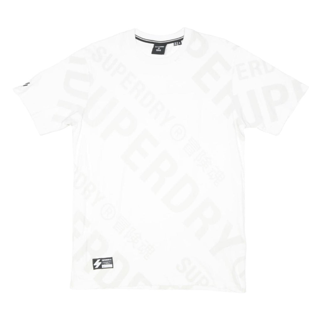 SUPERDRY Mens White Graphic T-Shirt S Short Sleeve Crew Neck Cotton Blend