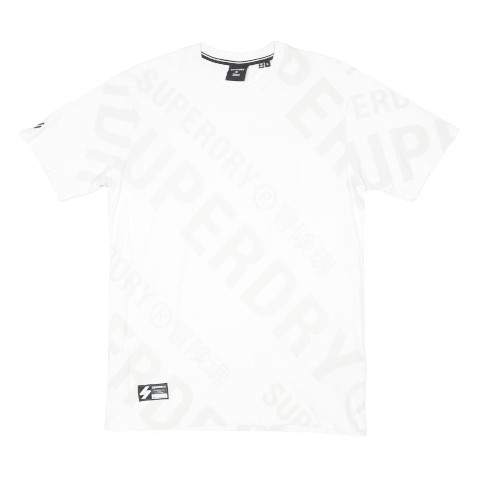 SUPERDRY Mens White Graphic T-Shirt S Short Sleeve Crew Neck Cotton Blend