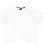 SUPERDRY Mens White Graphic T-Shirt S Short Sleeve Crew Neck Cotton Blend