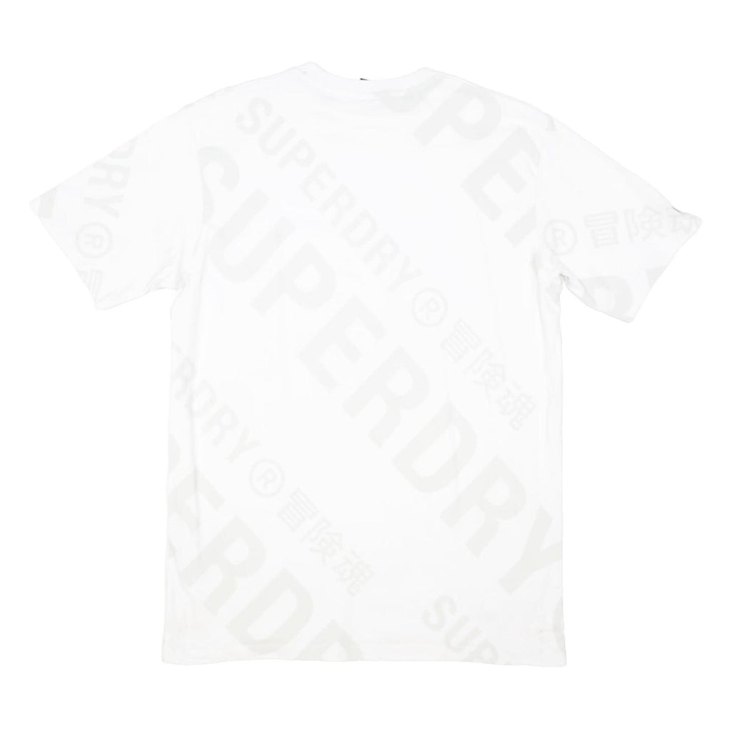 SUPERDRY Mens White Graphic T-Shirt S Short Sleeve Crew Neck Cotton Blend