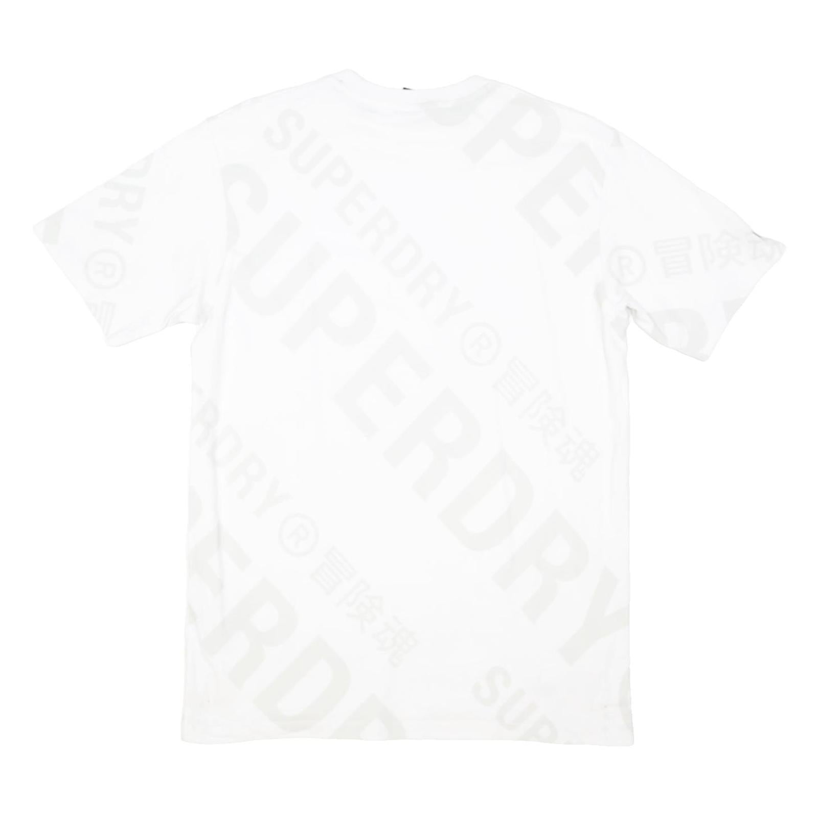 SUPERDRY Mens White Graphic T-Shirt S Short Sleeve Crew Neck Cotton Blend