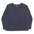 LACOSTE Mens Navy Blue Long Sleeve V-Neck Cotton Blend T-Shirt XL