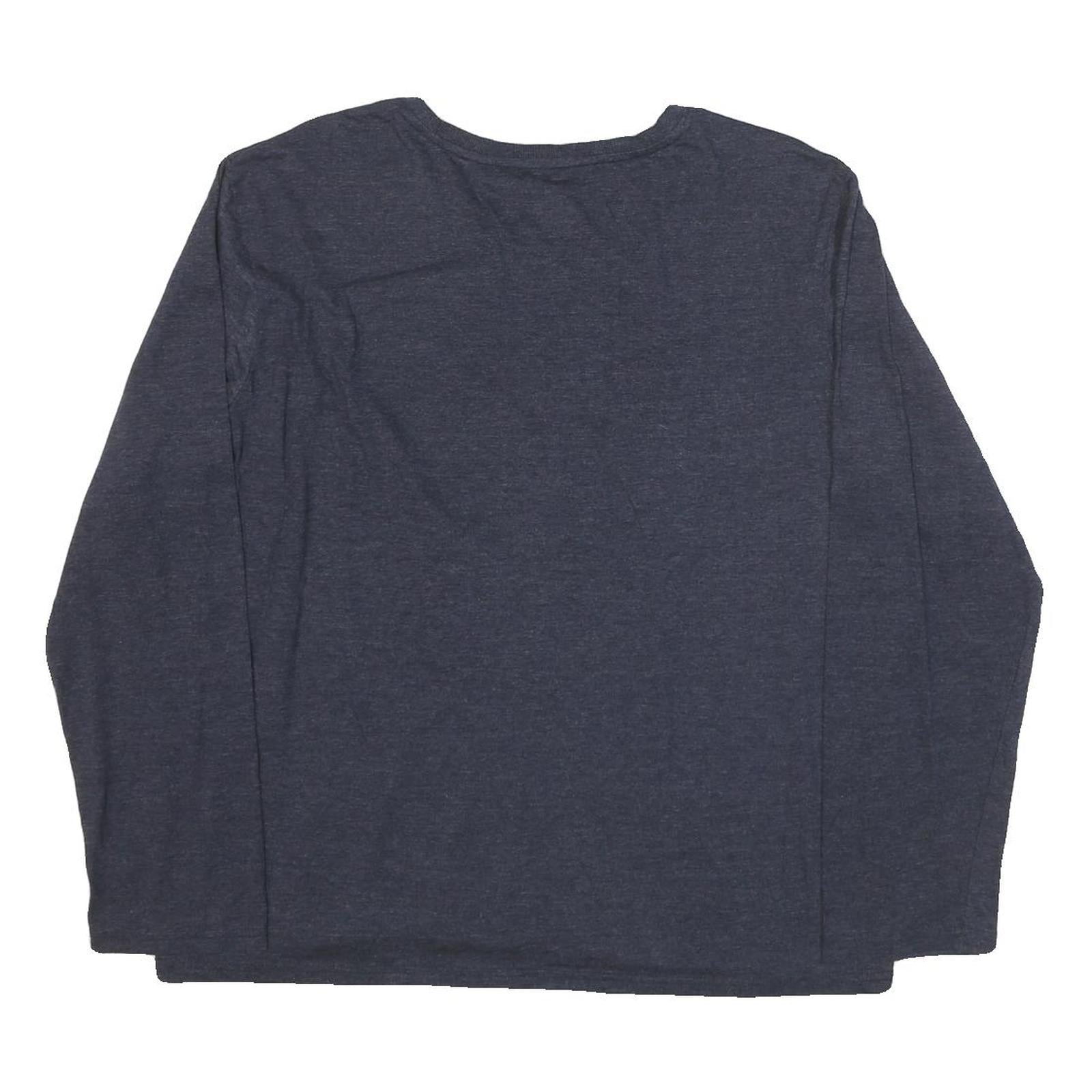 LACOSTE Mens Navy Blue Long Sleeve V-Neck Cotton Blend T-Shirt XL