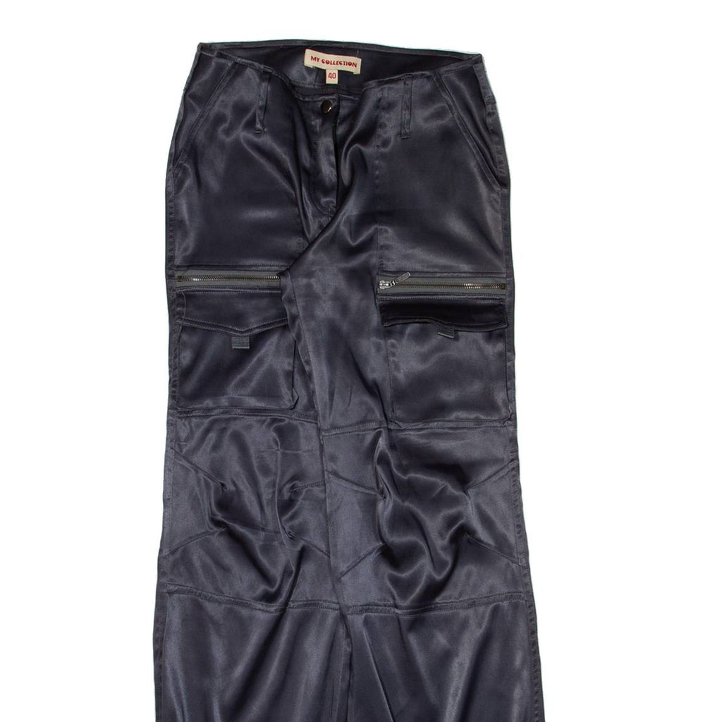 MY COLLECTION Cargo Womens Trousers Blue Loose Straight W29 L31