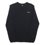 Mens Black Wool Blend V-Neck Plain Jumper XS Slim Fit Comfortable Warm