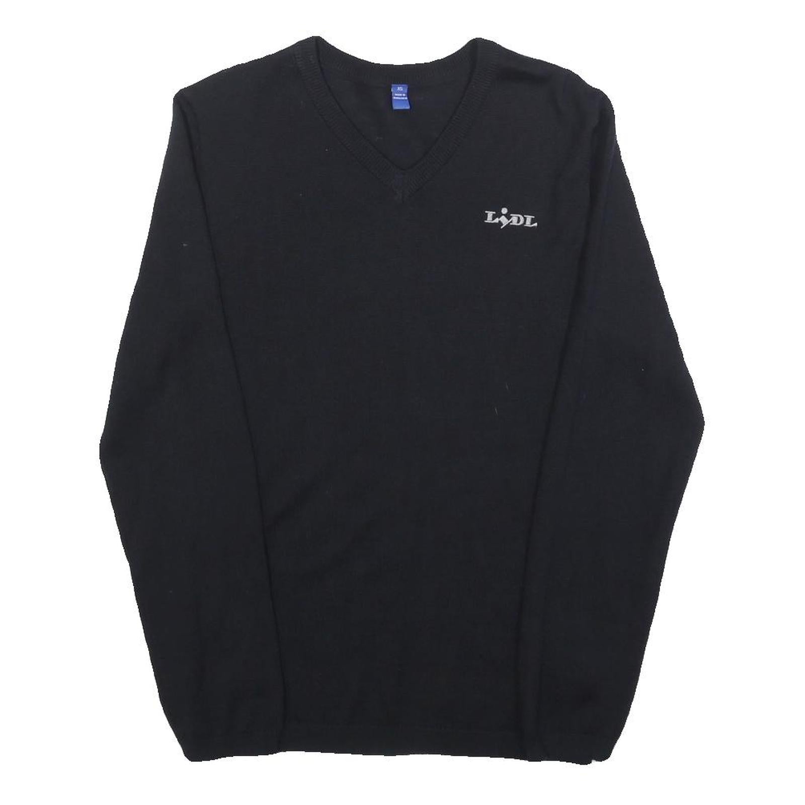 Mens Black Wool Blend V-Neck Plain Jumper XS Slim Fit Comfortable Warm