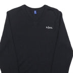 Mens Black Wool Blend V-Neck Plain Jumper XS Slim Fit Comfortable Warm