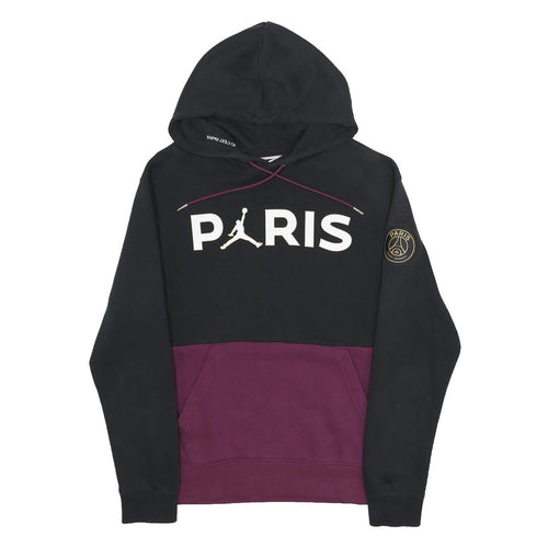 AIR JORDAN Mens Black & Burgundy Paris Pullover Hoodie XS Cotton Blend