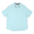NAUTICA Mens Blue Plain Shirt XL Cotton Blend Casual Short Sleeve Comfortable