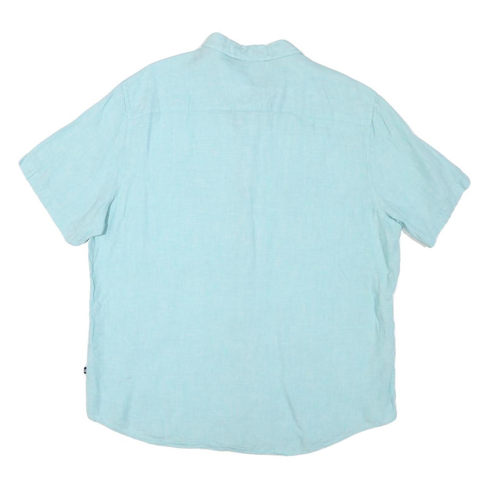 NAUTICA Mens Blue Plain Shirt XL Cotton Blend Casual Short Sleeve Comfortable