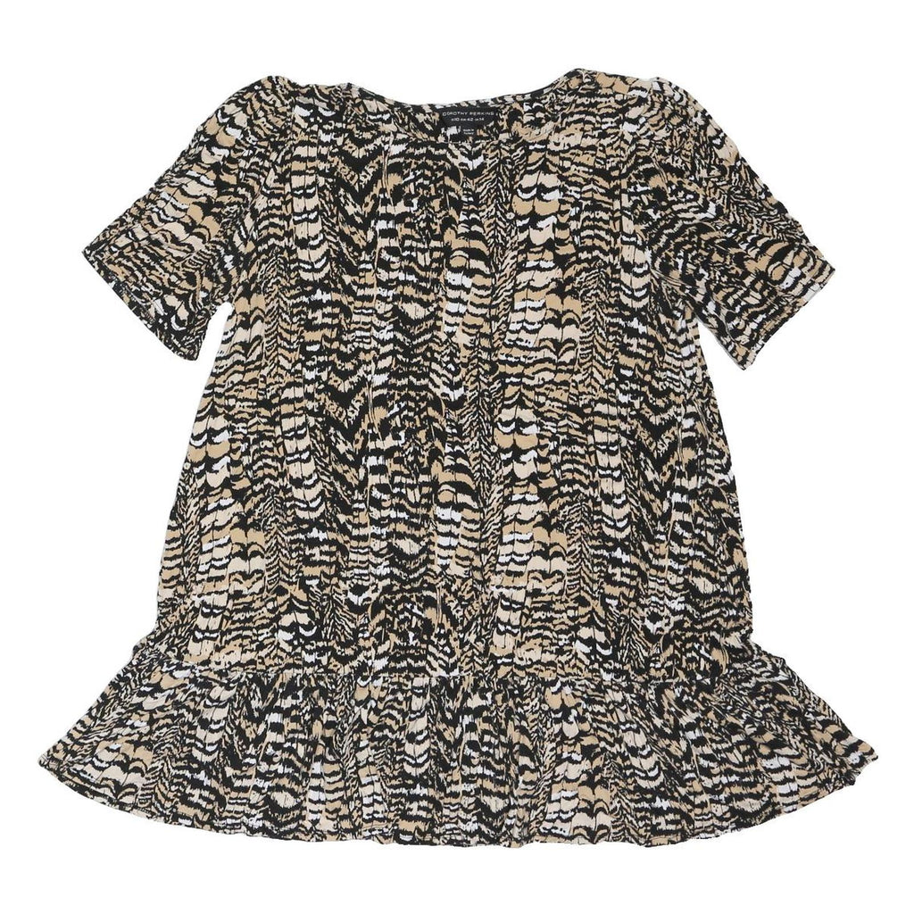 DOROTHY PERKINS Womens Beige & Black Printed Basic Top Short Sleeve Round Neck