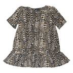 DOROTHY PERKINS Womens Beige & Black Printed Basic Top Short Sleeve Round Neck