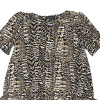 DOROTHY PERKINS Womens Beige & Black Printed Basic Top Short Sleeve Round Neck